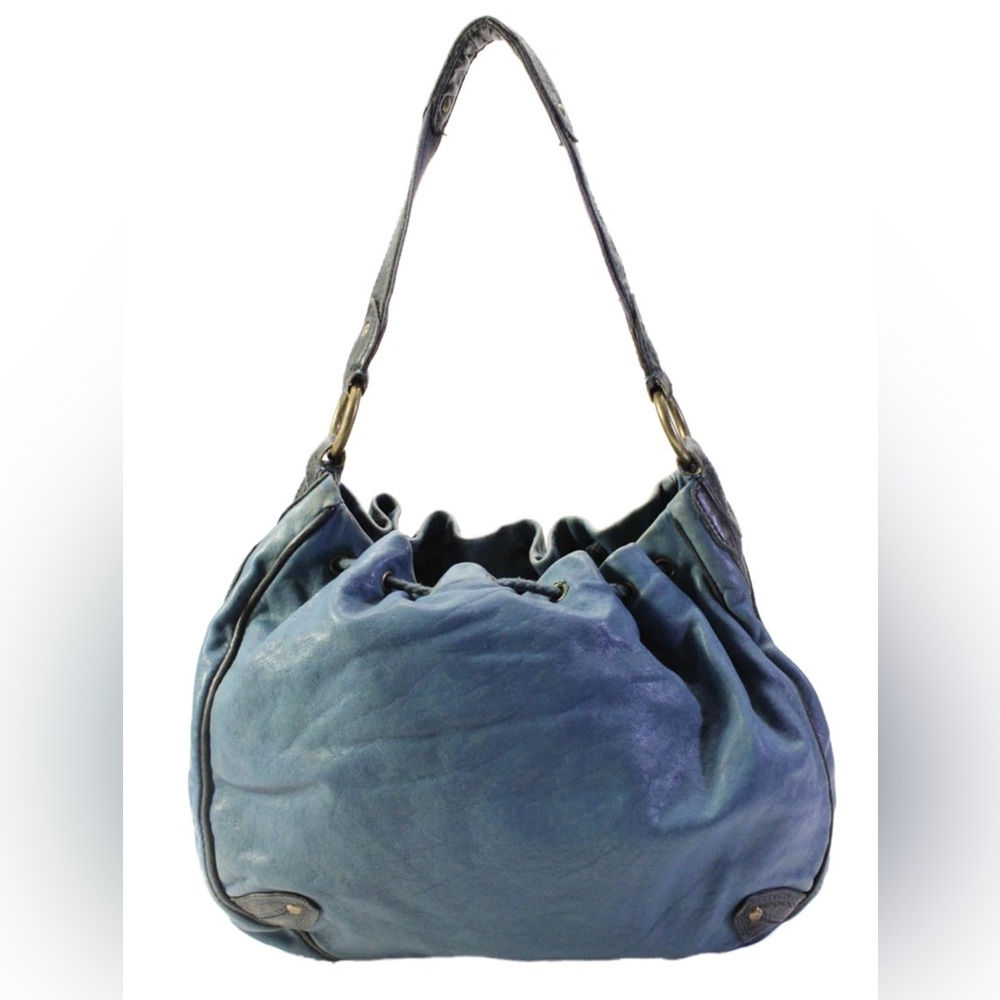 Marc Jacobs Stylish Blue Hobo Bag Leather Drawstring - Picture 2 of 8